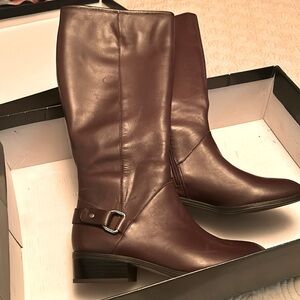 NWT  in box. Ralph Lauren Brown leather zip. Up boots size 7B.